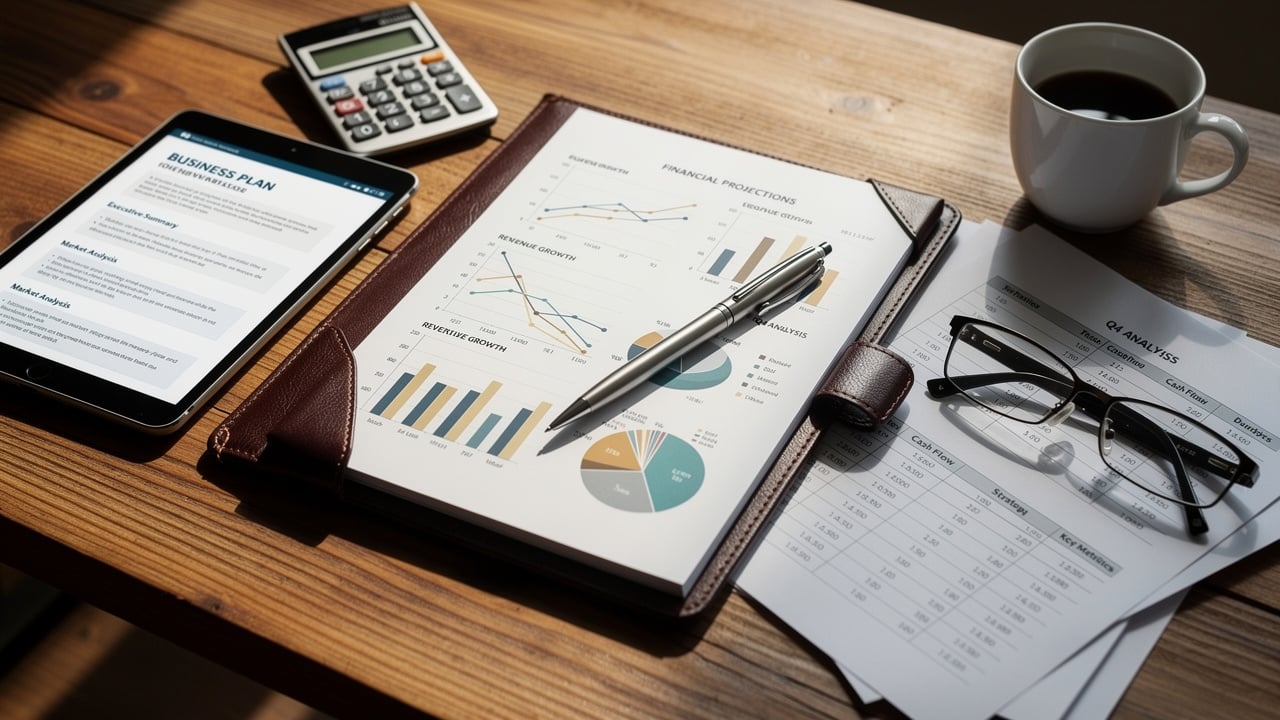 Business plan documents and financial projections for agency startup