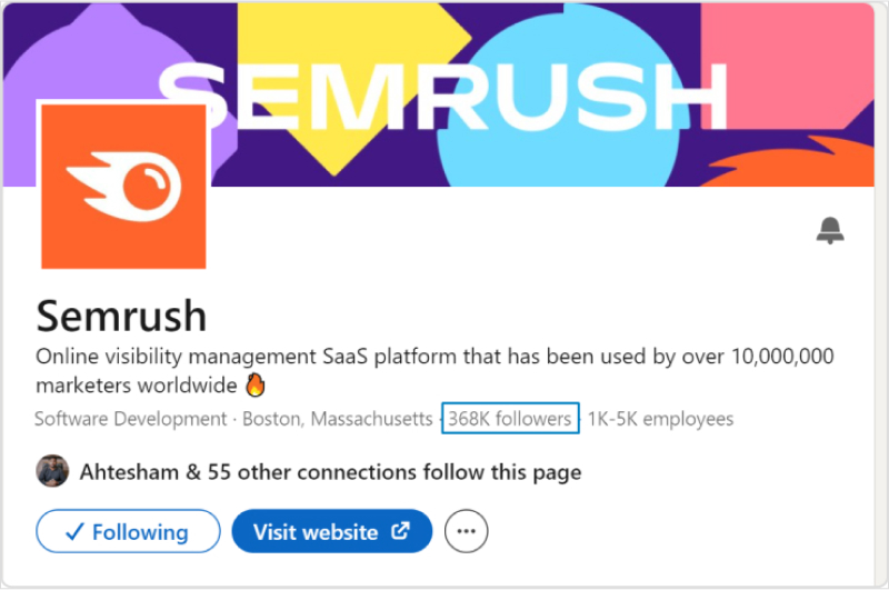 Semrush Linkedin Account