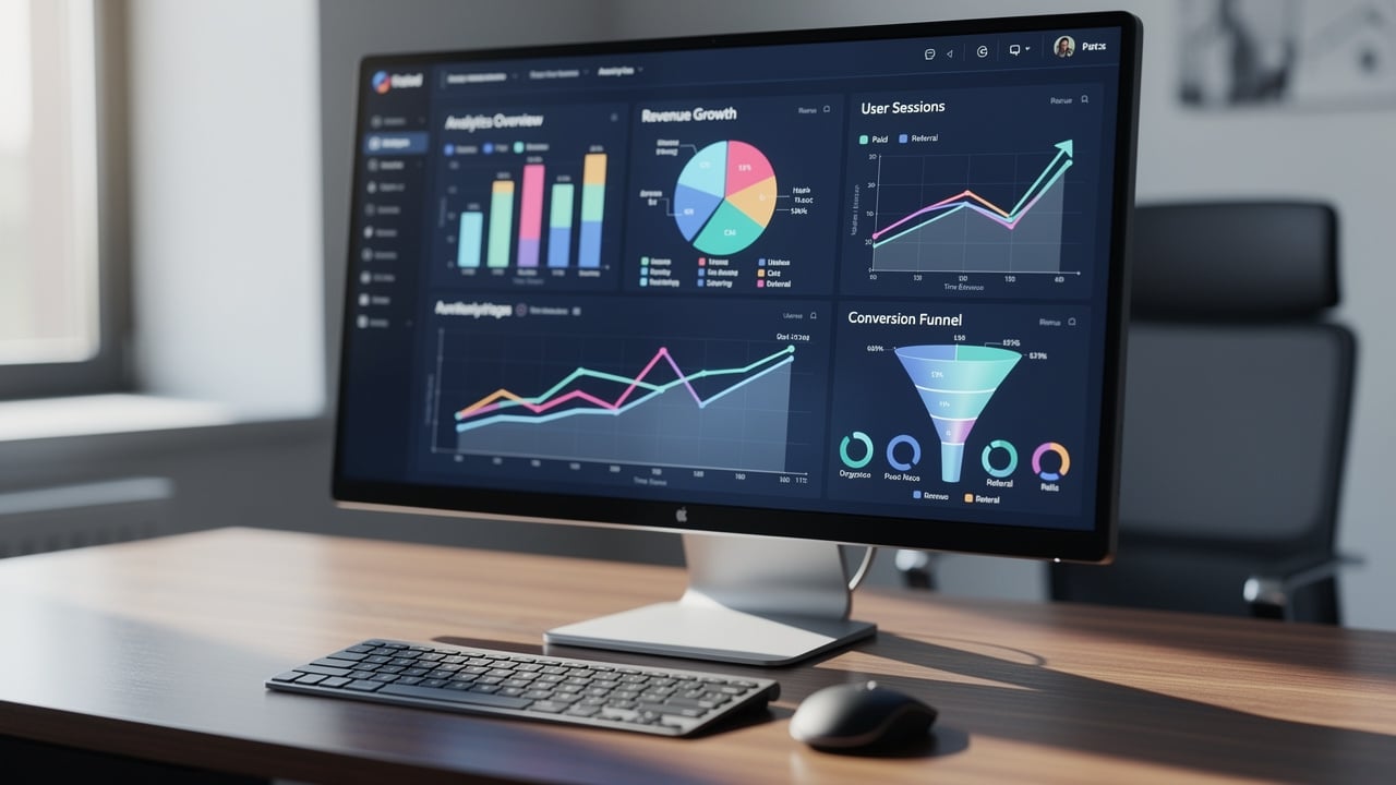 Digital marketing an analytics dashboard with performance metrics