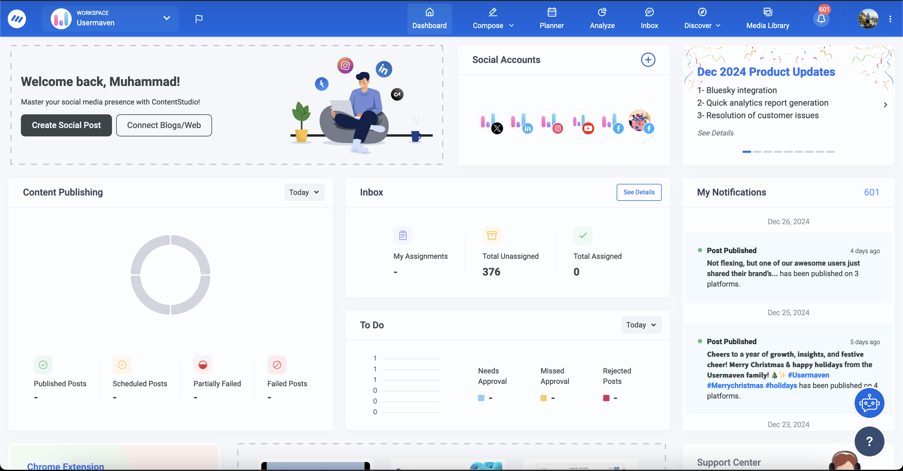 ContentStudio Dashboard