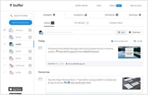 Cloud Campaign's alternative : Buffer dashboard