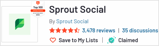 Sprout Social  G2 rating