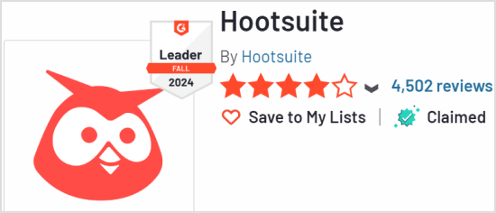 Hootsuite G2 rating