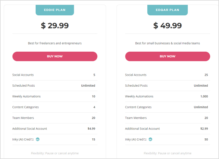 MeetEdgar pricing