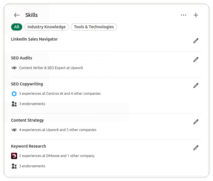 skills section optimization for linkedin profile 