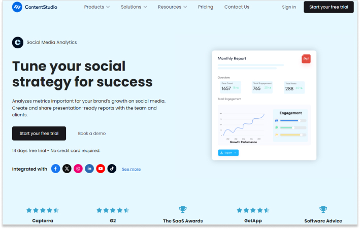 Social media analytics by ContentStudio