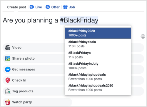 trending facebook hashtags