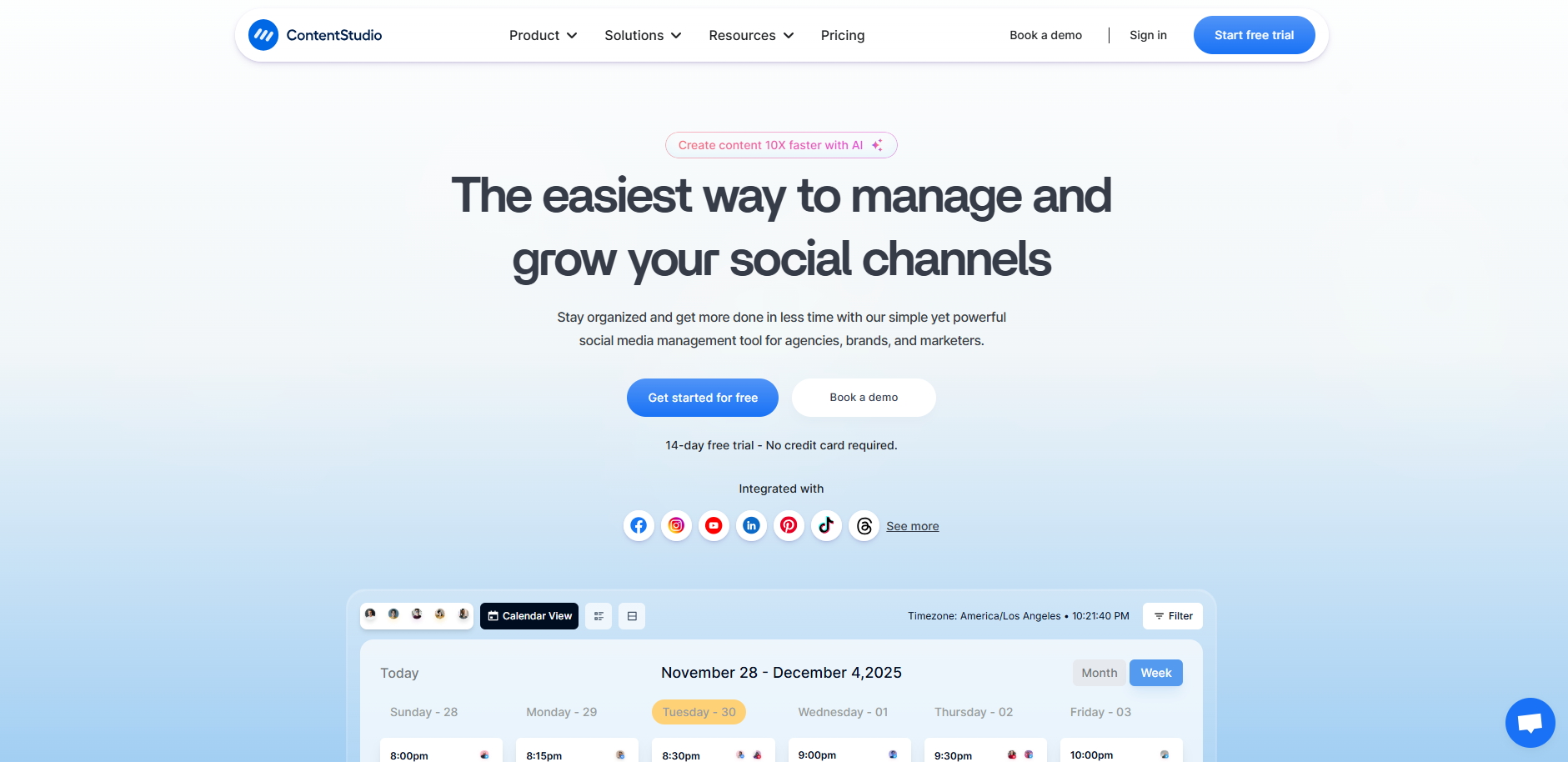 ContentStudio homepage