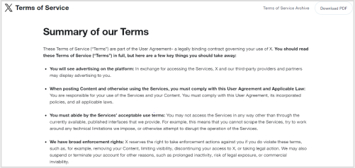 Follow X’s Guidelines and Terms