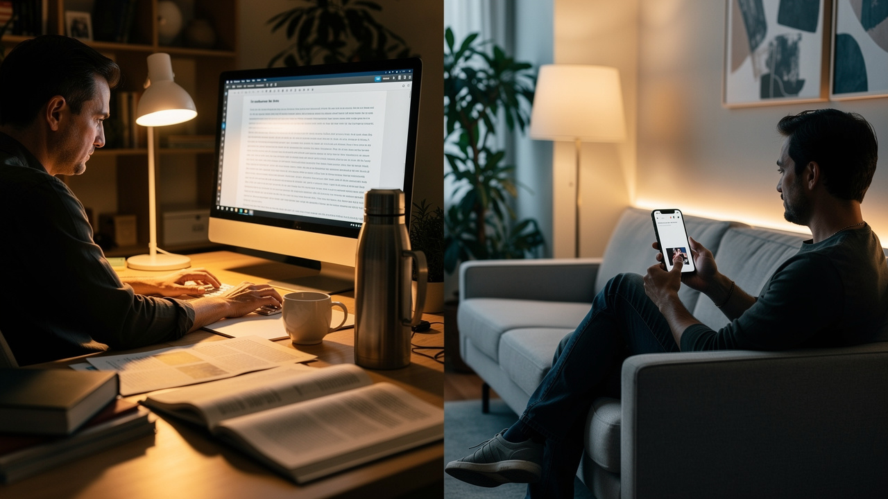 Comparing long-form content writing versus social media caption creation