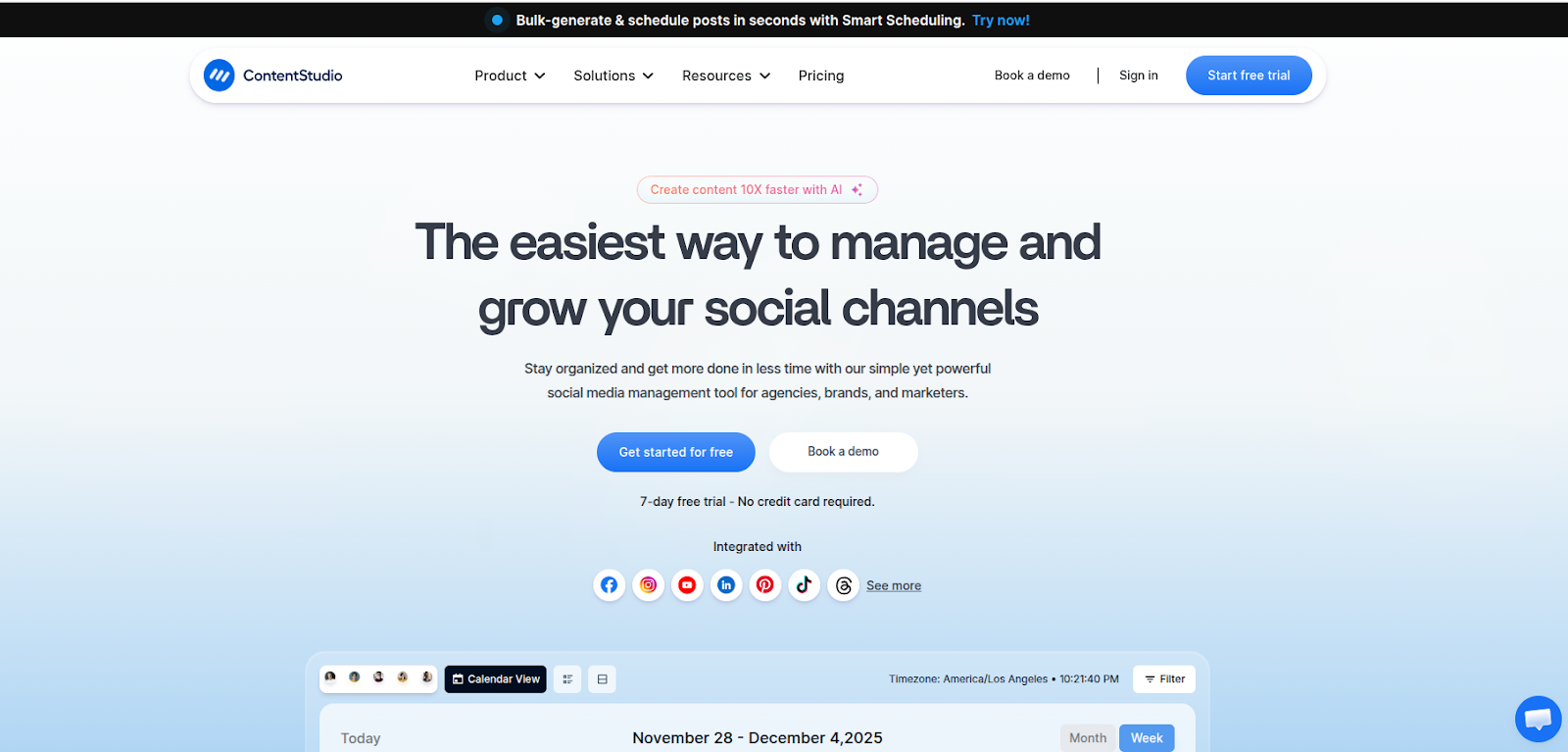ContentStudio dashboard