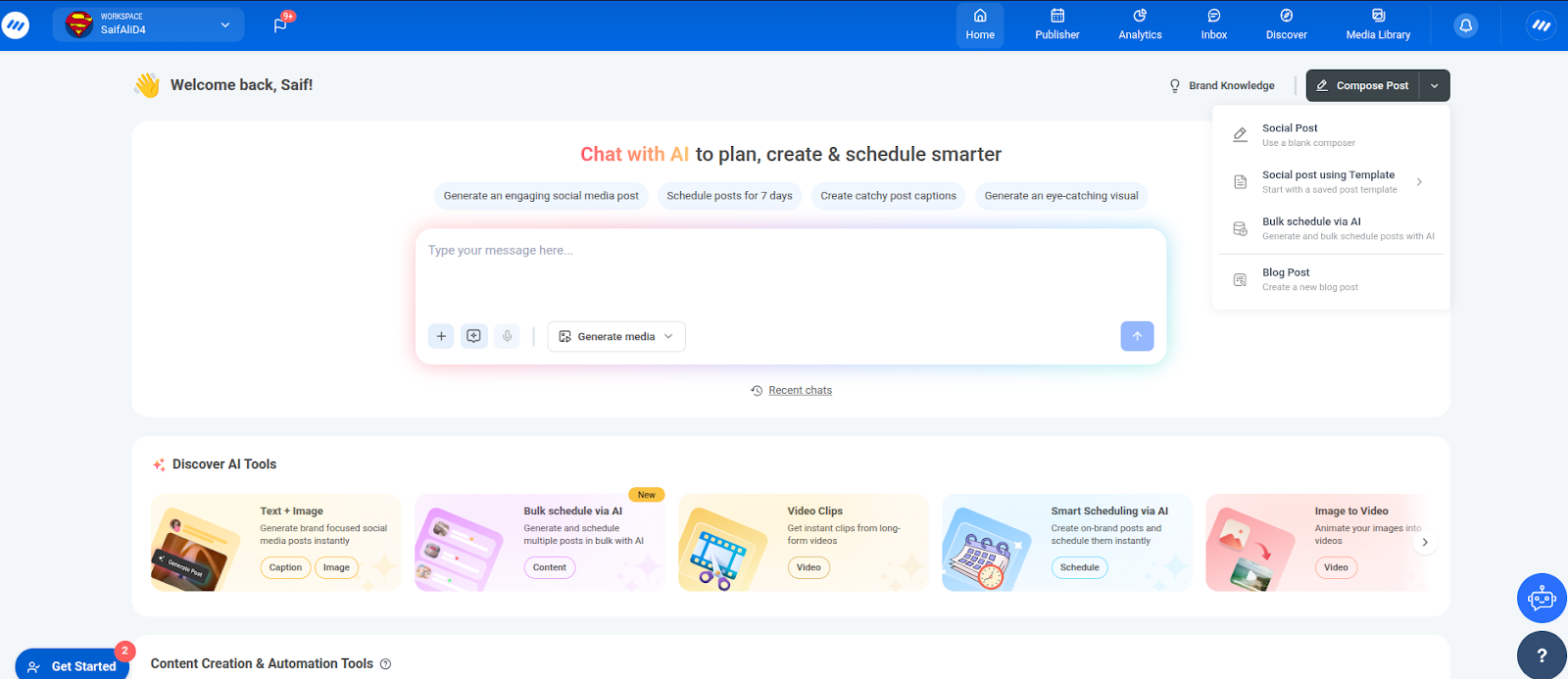 AI assistant dashboard
