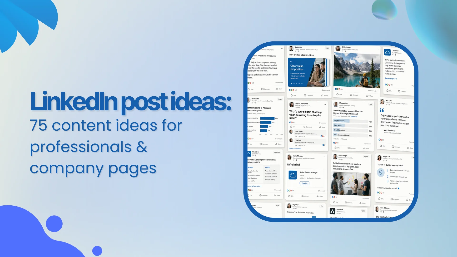 75 LinkedIn post ideas for professionals and Company pages
