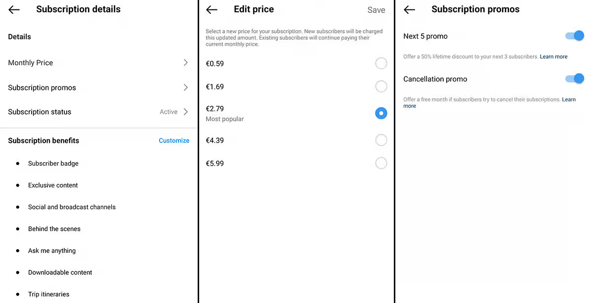 Choose your subscription price