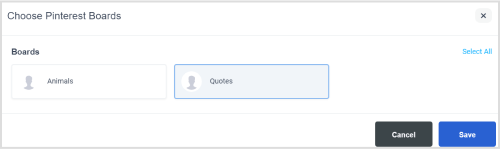 Select the Pinterest Boards