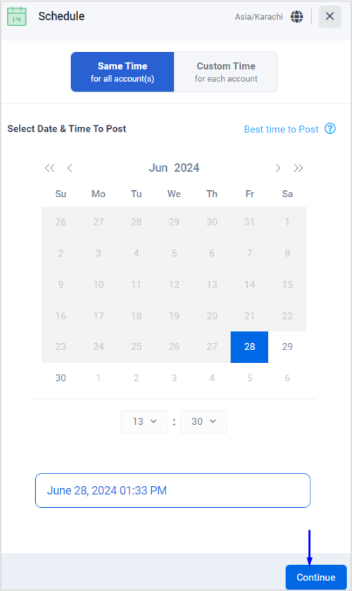 select date and time