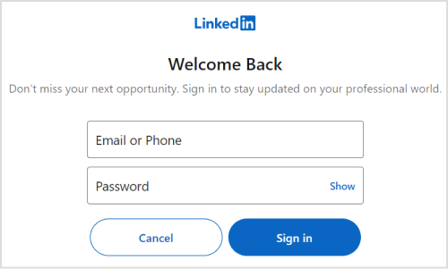 sign in linkedin