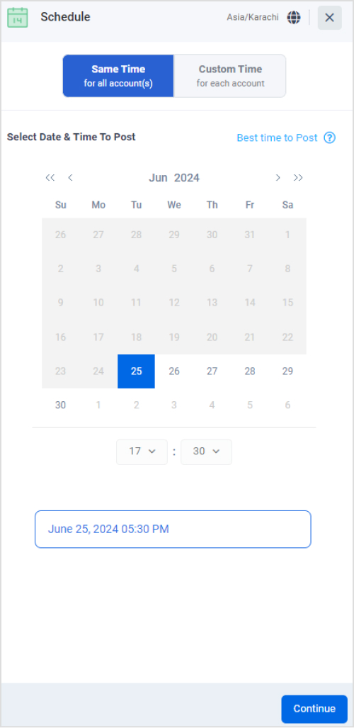 select date and time