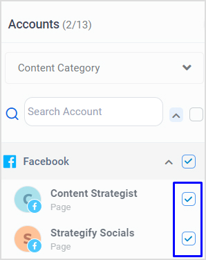 Select Facebook account