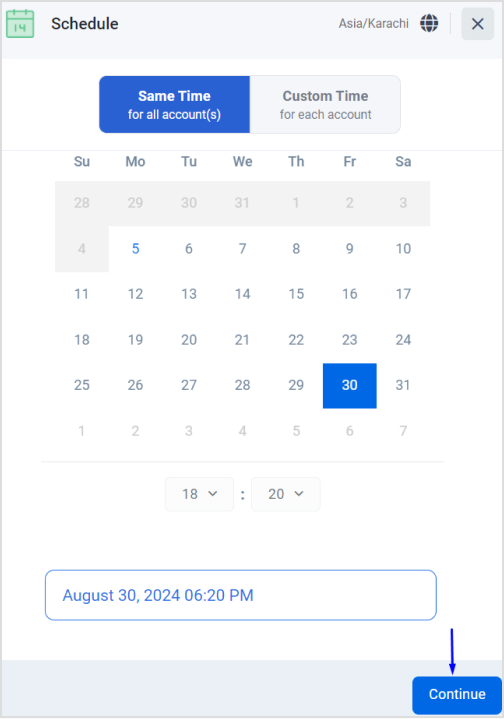 select date to schedule