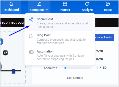 go to social media post composer