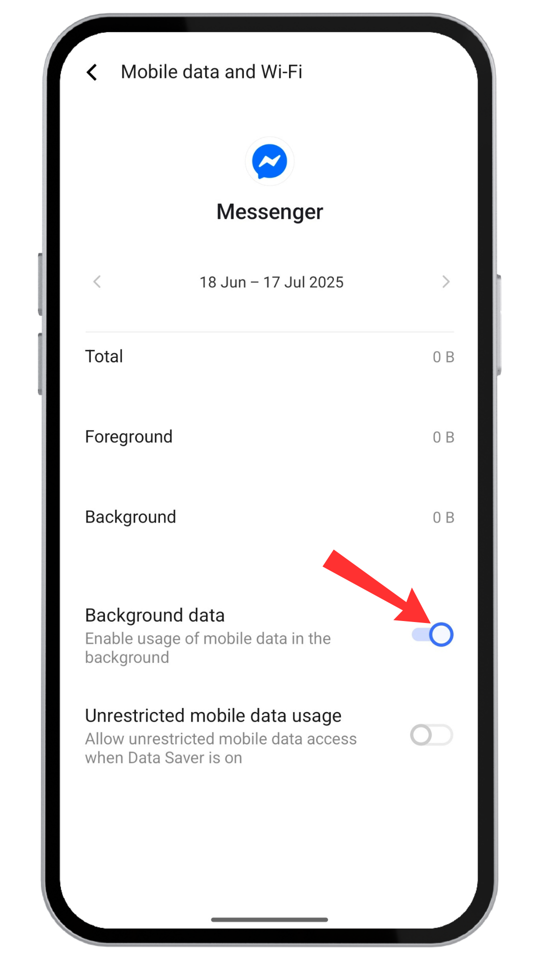Activate background data usage