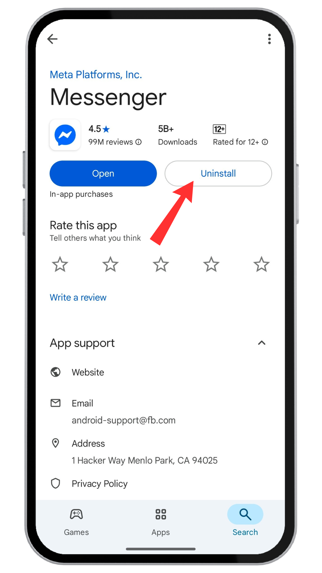 Reinstall the Messenger app