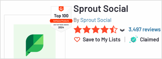 Sprout Social G2 rating