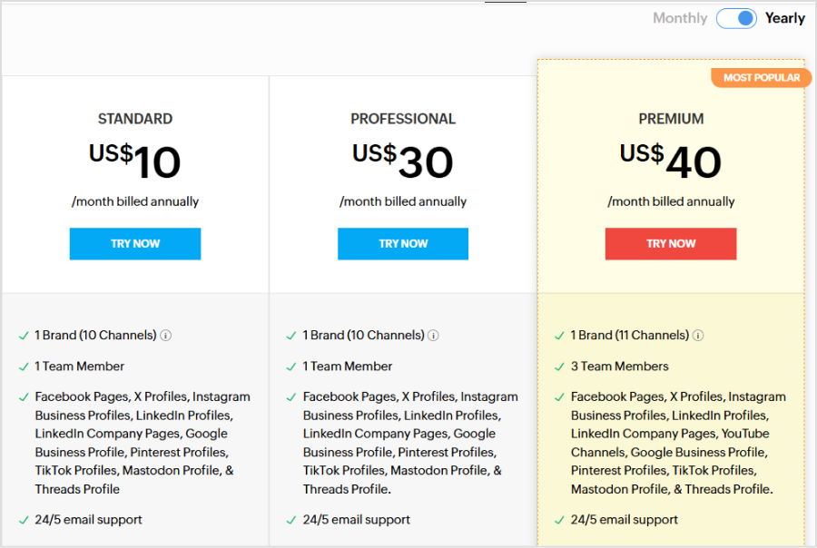 Zoho Social Pricing