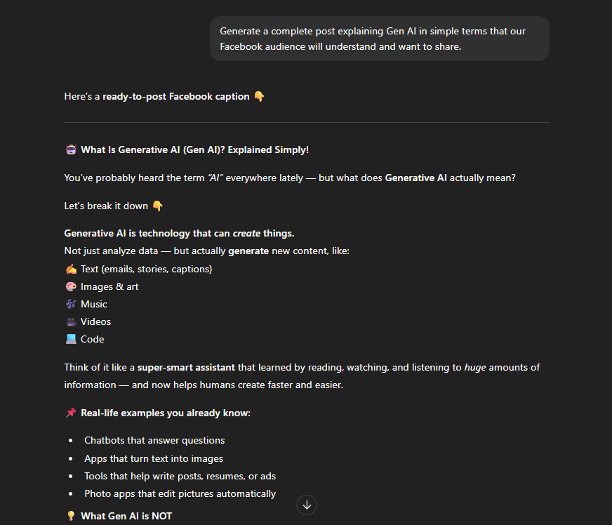 Story and post creation prompts