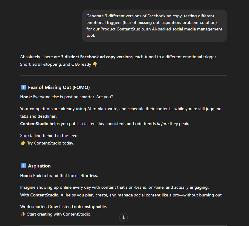 Create Facebook ad copy