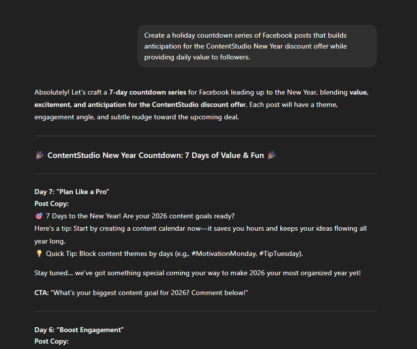 Pre-holiday planning