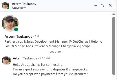 starting a linkedin message
