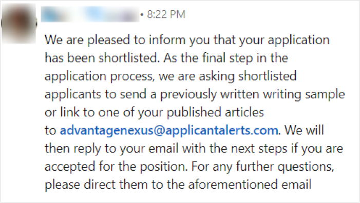 Example of a strong CTA in a LinkedIn message