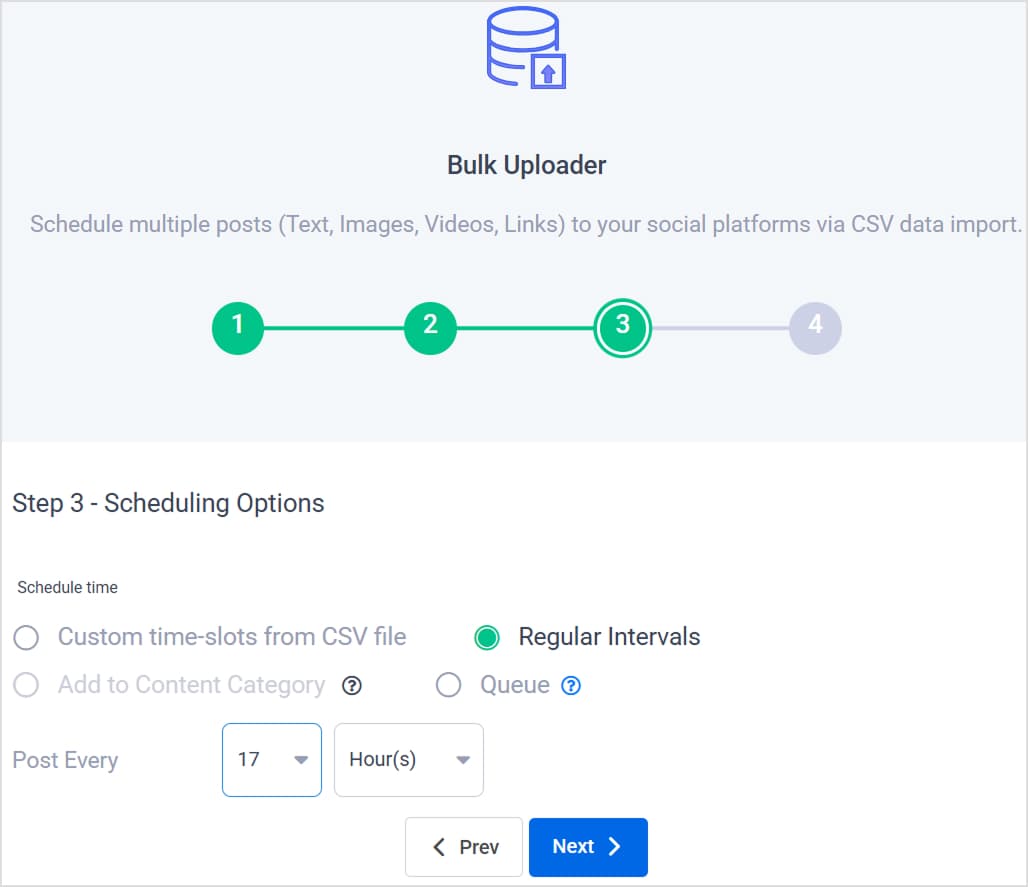 Bulk Upload Regular Intervals Option