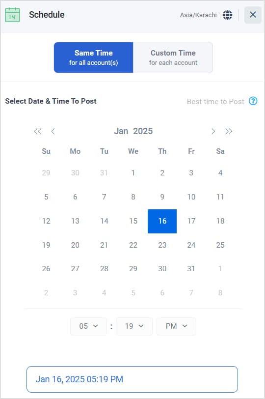 Choose Date & Time