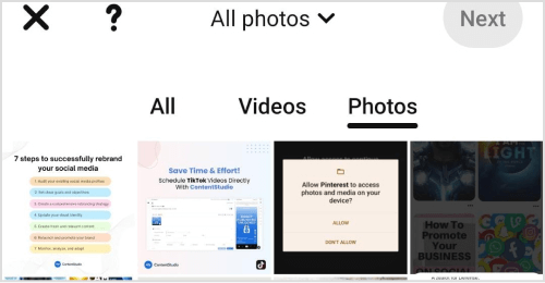 Choose Videos or Photos