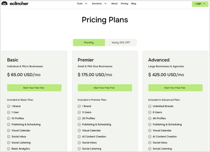 Eclincher Pricing