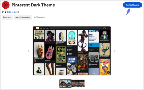 Install Pinterest Dark Theme Extension