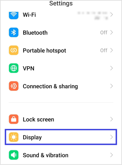 Open Android Display Settings