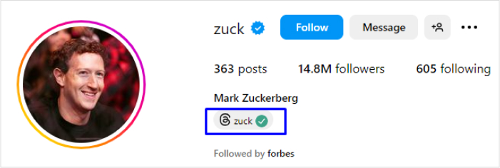 Mark Zuckerberg promoting threads via   Instagram