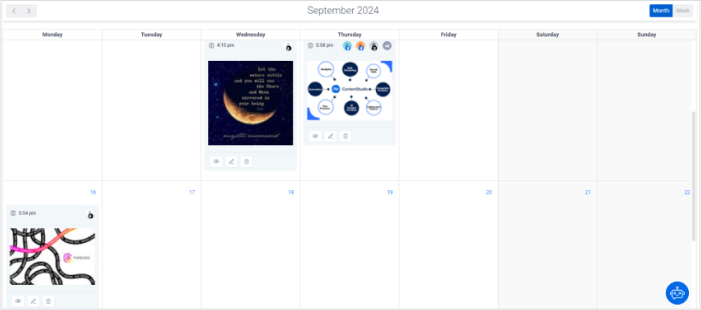 ContentStudio's calendar