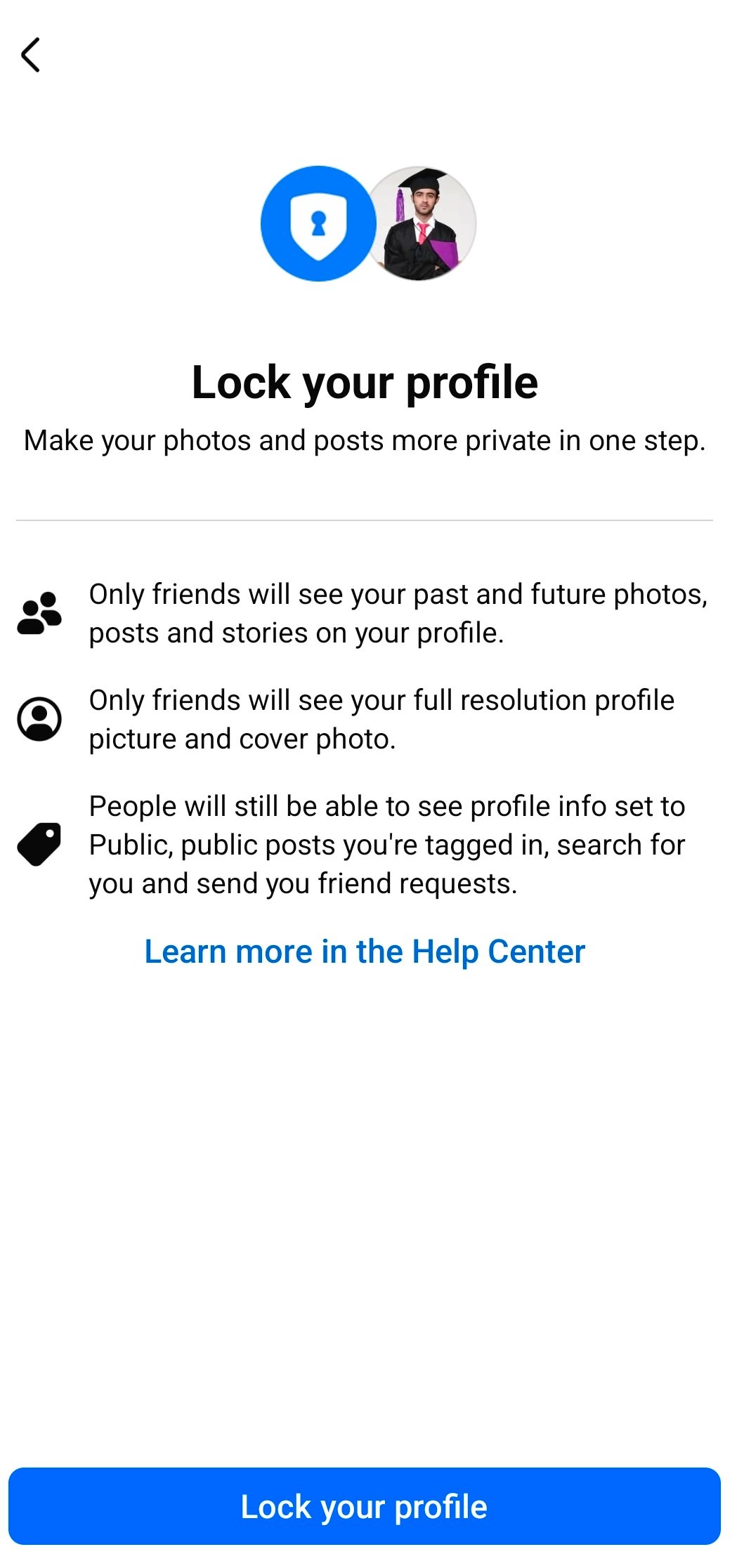 lock your profile in settings