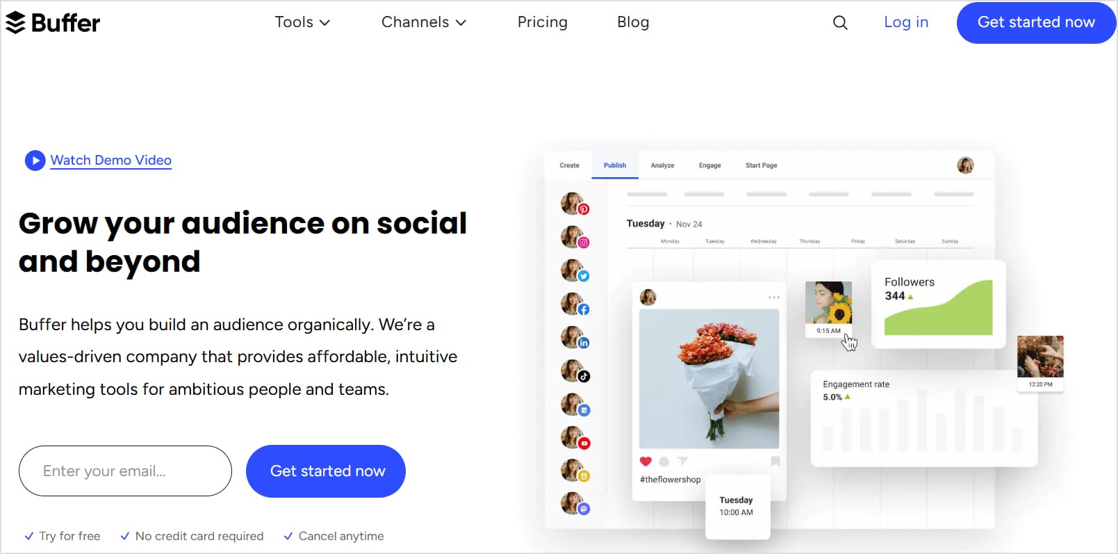 Buffer Website: A user-friendly social media management tool