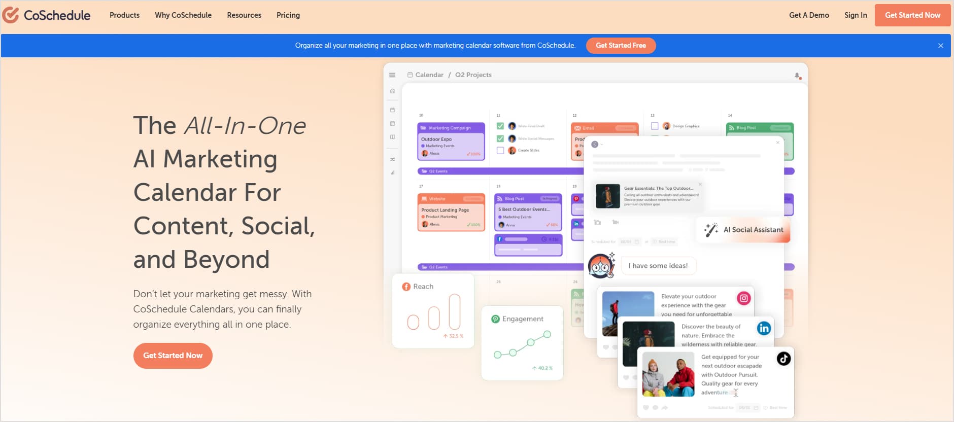 CoSchedule Website: A calendar-based social media management tool