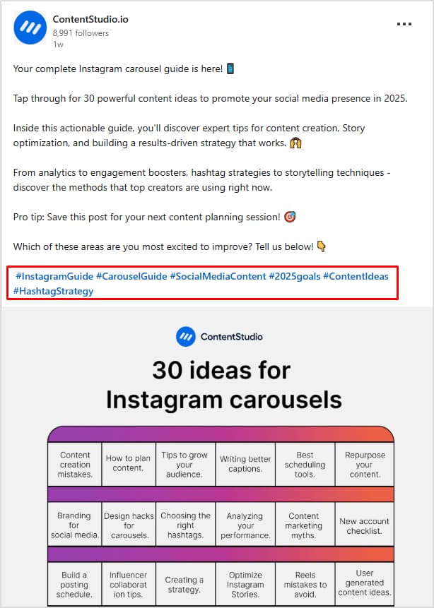 ContentStudio Instagram Hashtags