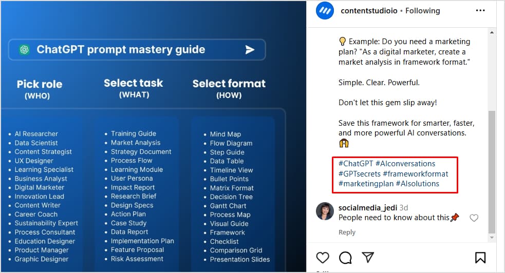 Hashtags Example in Instagram