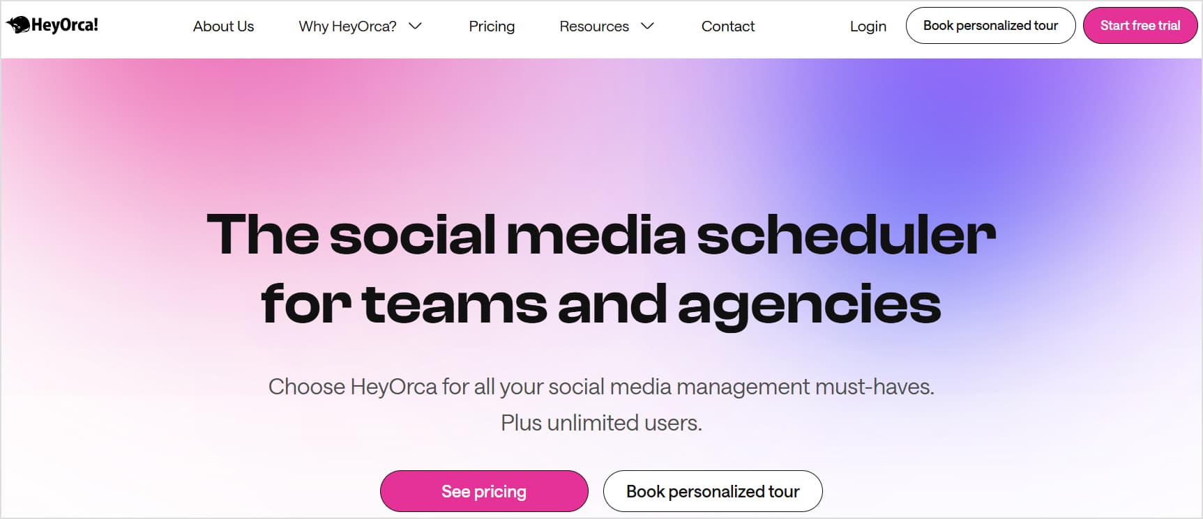 HeyOrca Website: A social media management tool for teams and agencies