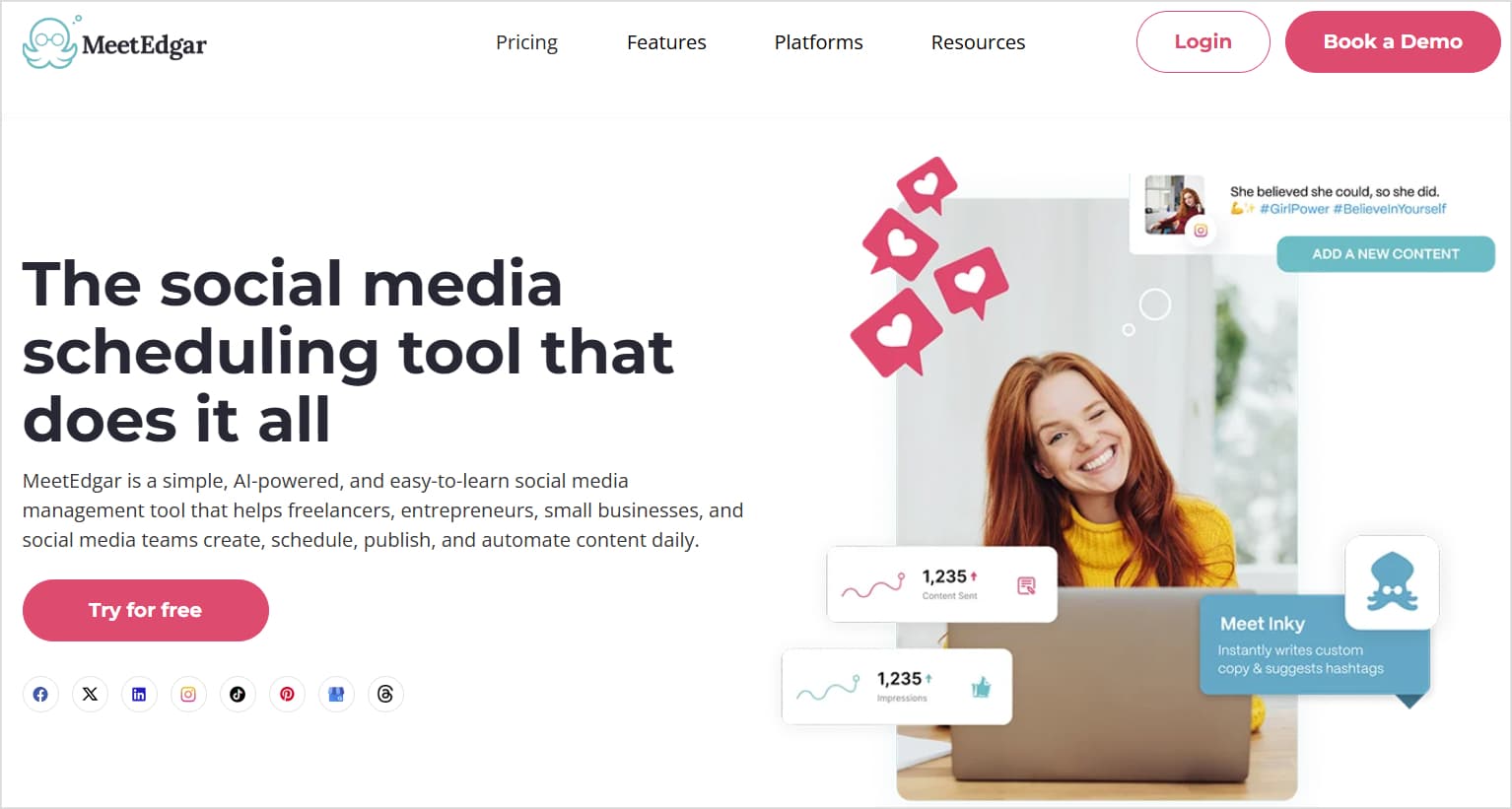 MeetEdgar Website: a social media management and scheduling tool