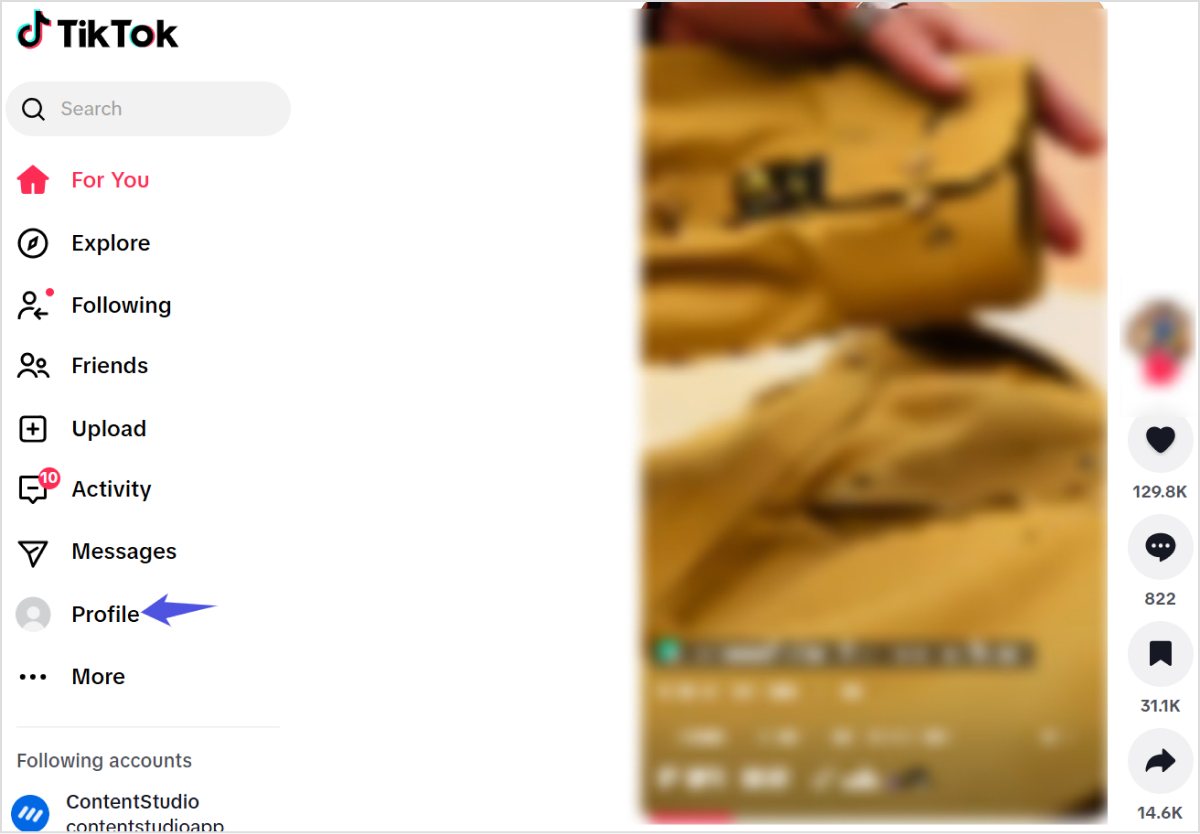 Open your TikTok Profile
